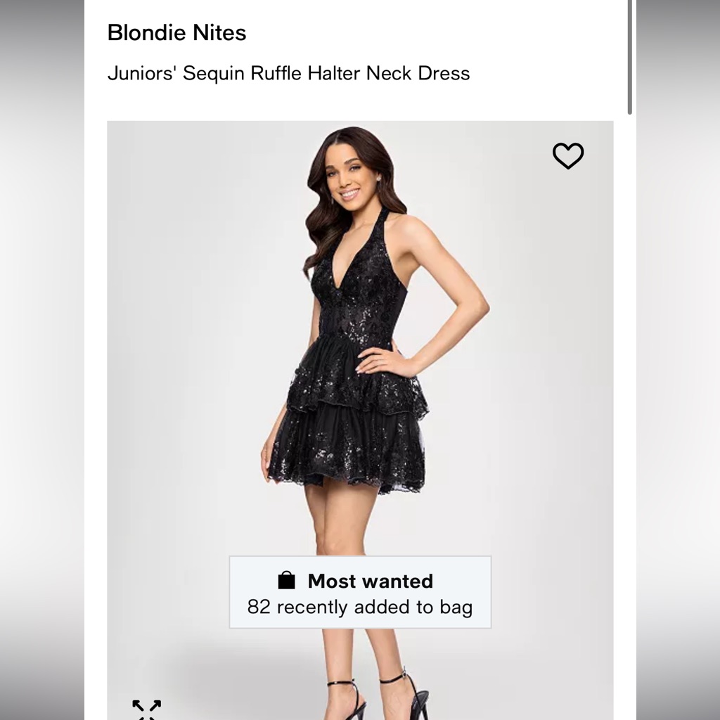 Blondie Nites Black Sequin Halter Dress Sz 17 Or Xl